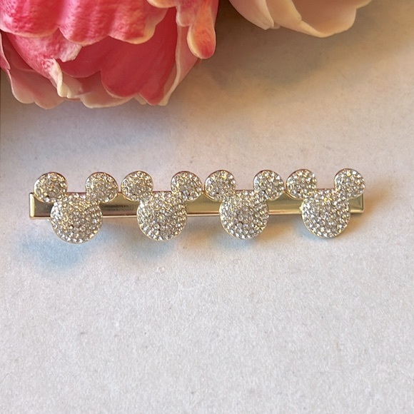 Disney X BAUBLEBAR Mickey and Minnie Mouse Crystal Gold Hair Clips Barrettes - Picture 3 of 5